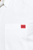 Бавовняна сорочка HUGO чоловіча колір білий slim комір button-down