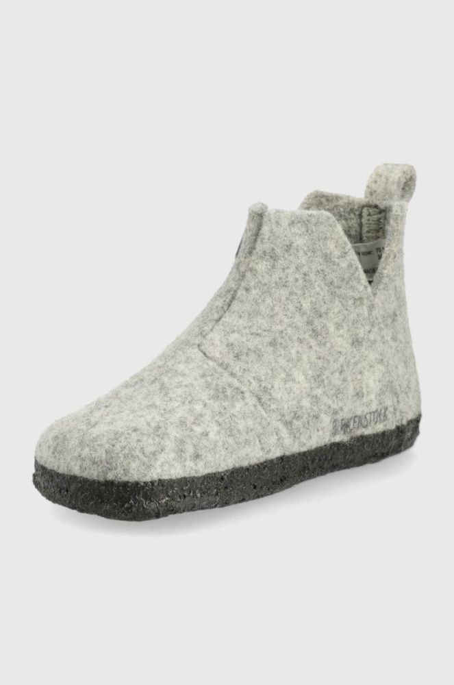 Вовняні дитячі тапочки Birkenstock колір сірий Narrow Width (2354010) фото 3