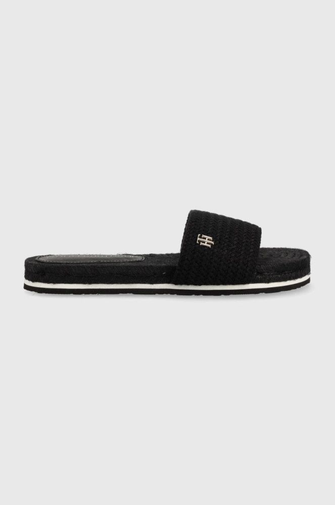 Шльопанці Tommy Hilfiger Th Textured Flat жіночі колір чорний