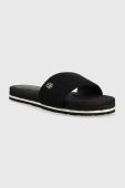 Шльопанці Tommy Hilfiger Th Textured Flat жіночі колір чорний