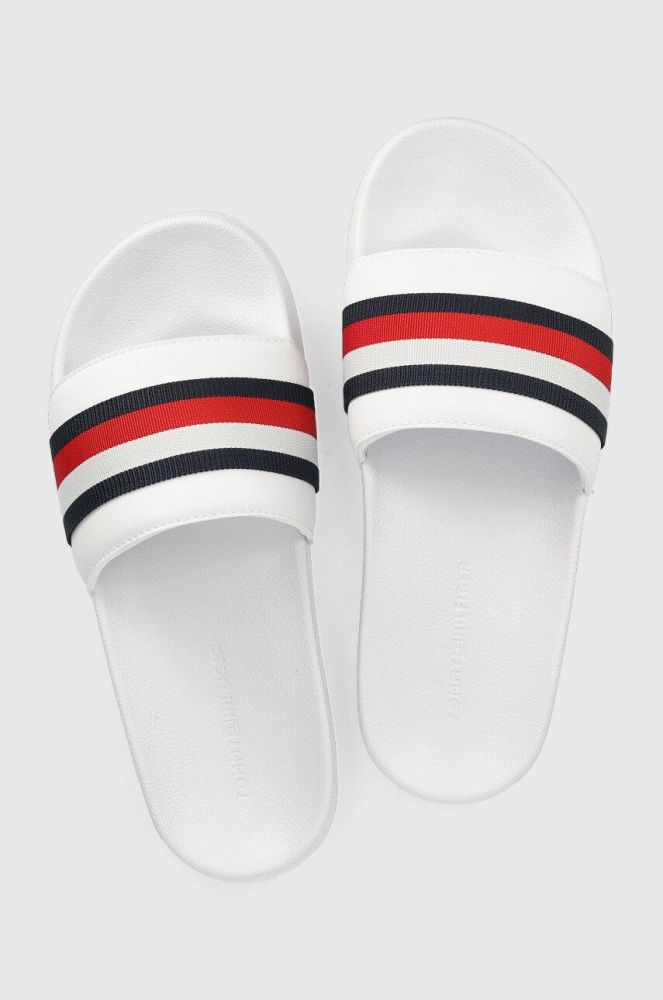 Шльопанці Tommy Hilfiger Corporate Web Detail Slide жіночі колір білий