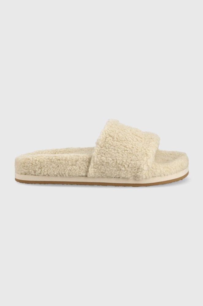 Тапочки Tommy Hilfiger Th Sherpa Fur Slide колір бежевий