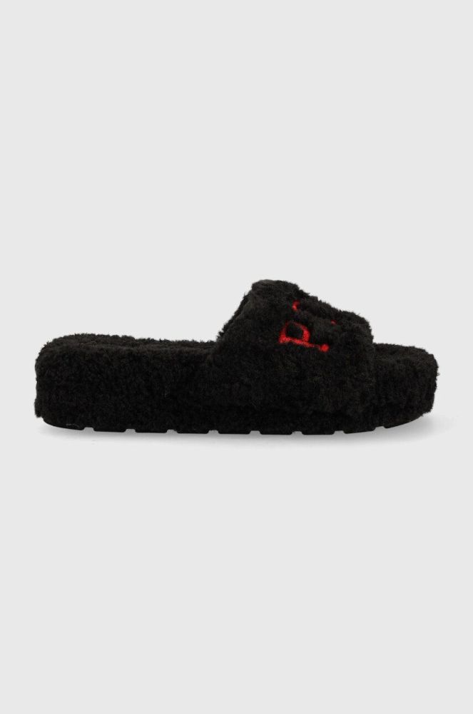 Тапочки Polo Ralph Lauren Black Chunky Sherpa колір чорний SLF6230CRL