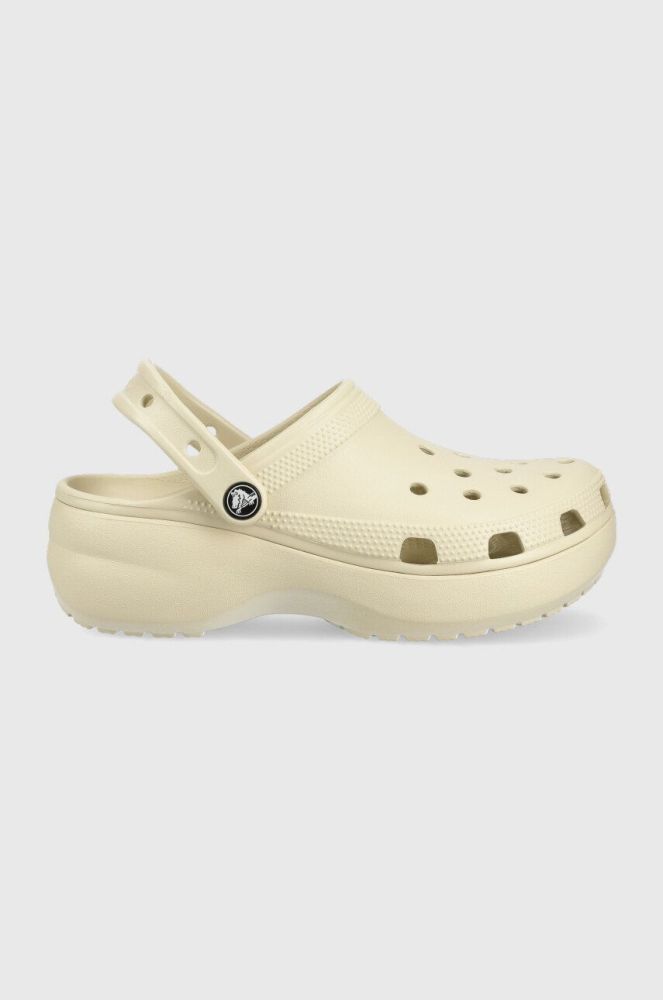 Шльопанці Crocs Classic Platform Clog жіночі колір бежевий на платформі 206750 206750.2Y2.D-BONE