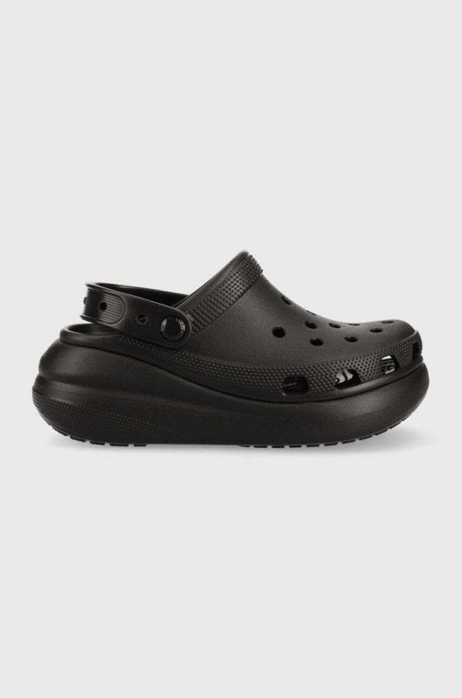 Шльопанці Crocs Classic Crush Clog жіночі колір чорний на платформі 207521 207521.001.D-BLACK