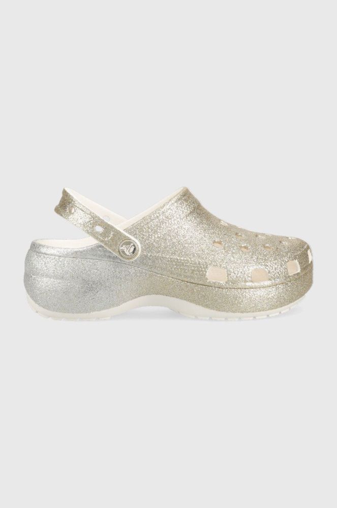 Шльопанці Crocs Clssic Platform Ombre Glitter Clog жіночі колір золотий на платформі 207933