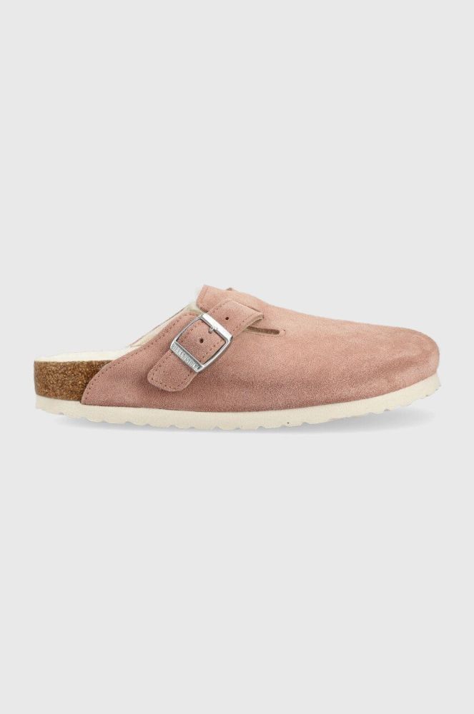 Замшеві тапочки Birkenstock Boston колір рожевий