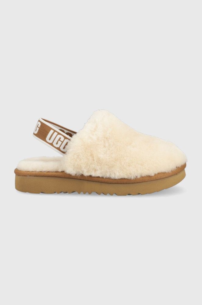 Вовняні дитячі тапочки UGG Fluff Yeah Clog колір бежевий