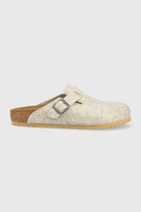 Вовняні тапки Birkenstock Boston WZ колір сірий Вовняні тапки Birkenstock Boston WZ колір сірий