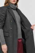 Вовняне пальто Trussardi колір сірий перехідний двобортний