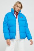 Двостороння куртка Tommy Jeans жіноча перехідна колір блакитний