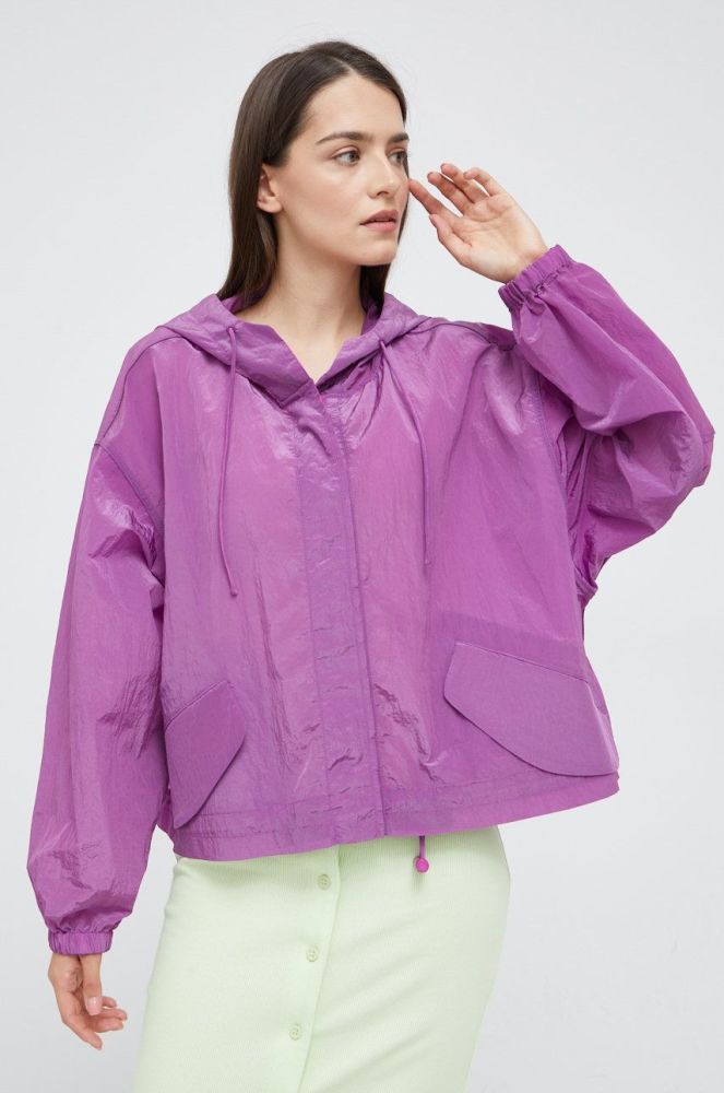 Куртка Emporio Armani жіноча колір фіолетовий перехідна oversize