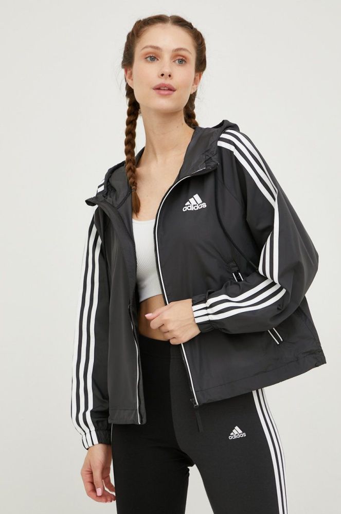 Куртка adidas Performance жіноча колір чорний перехідна oversize