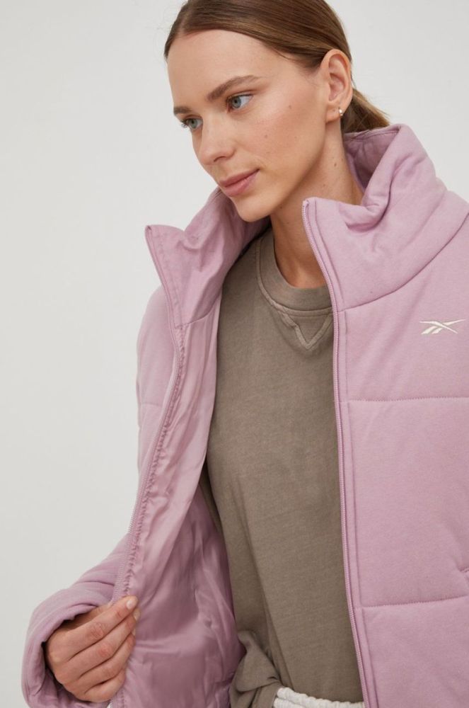 Куртка Reebok жіноча колір рожевий зимова фото 5