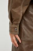 Шкіряна куртка Gestuz жіноча колір коричневий перехідна (2542927)