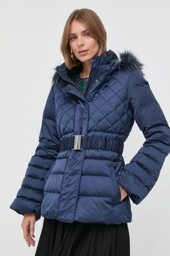 Пухова куртка Guess жіноча колір синій зимова (2706278)