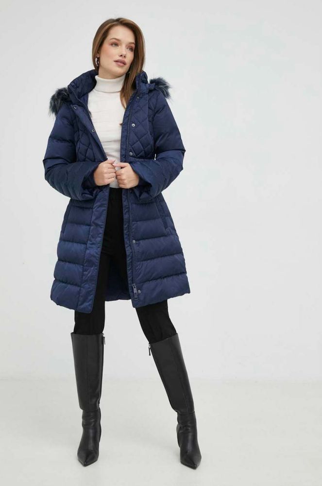 Пухова куртка Guess жіноча колір синій зимова (2817342)
