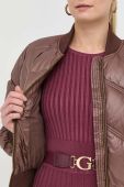 Куртка-бомбер Guess жіночий колір коричневий зимова oversize