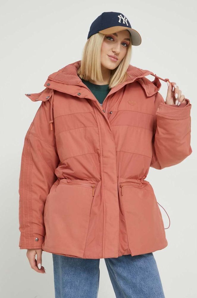 Куртка adidas Originals жіноча колір помаранчевий зимова oversize