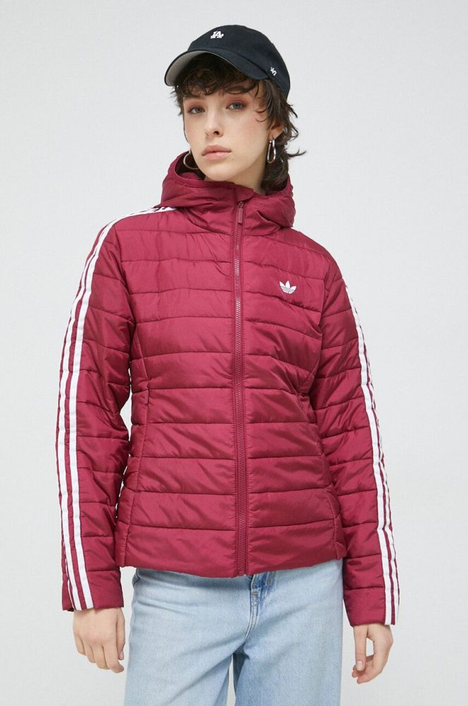 Куртка adidas Originals жіноча колір бордовий перехідна