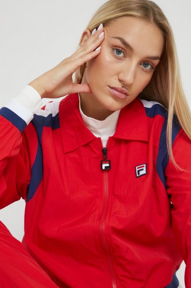 Куртка Fila жіноча колір червоний перехідна oversize фото 5