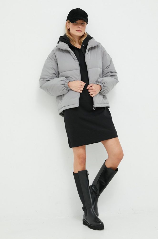 Куртка Sisley жіноча колір сірий зимова oversize