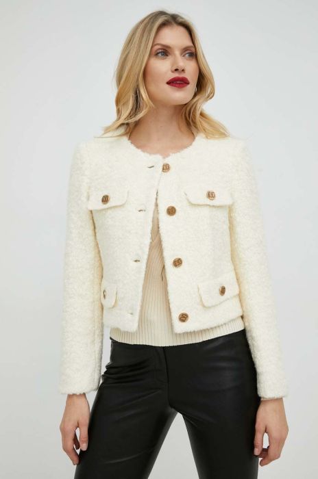 Піджак з домішкою вовни Miss Sixty колір бежевий однобортний