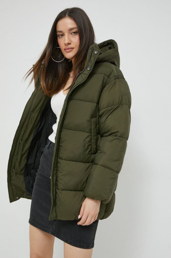 Куртка Superdry жіноча колір зелений зимова oversize