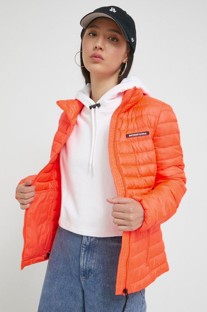 Куртка Superdry жіноча колір помаранчевий перехідна