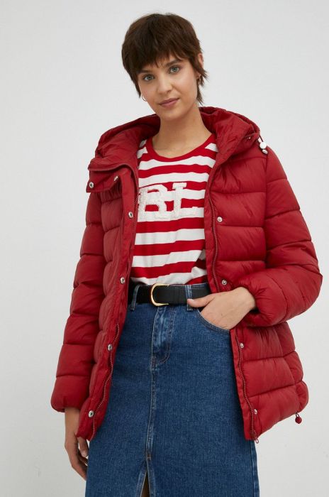 Куртка United Colors of Benetton жіноча колір бордовий перехідна