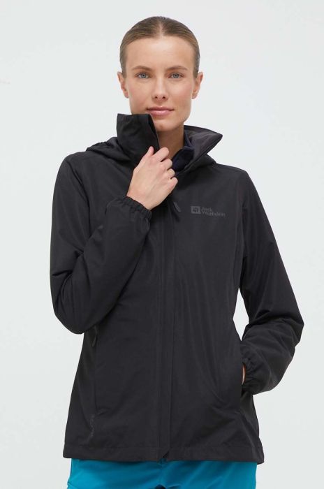 Куртка outdoor Jack Wolfskin Stormy Point колір чорний Куртка outdoor Jack Wolfskin Stormy Point колір чорний