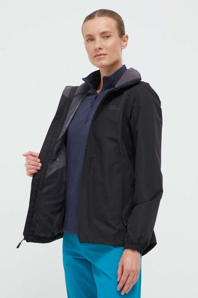 Куртка outdoor Jack Wolfskin Stormy Point колір чорний фото 6