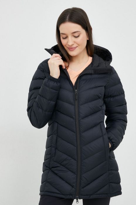 Пухова куртка Peak Performance жіноча колір синій зимова