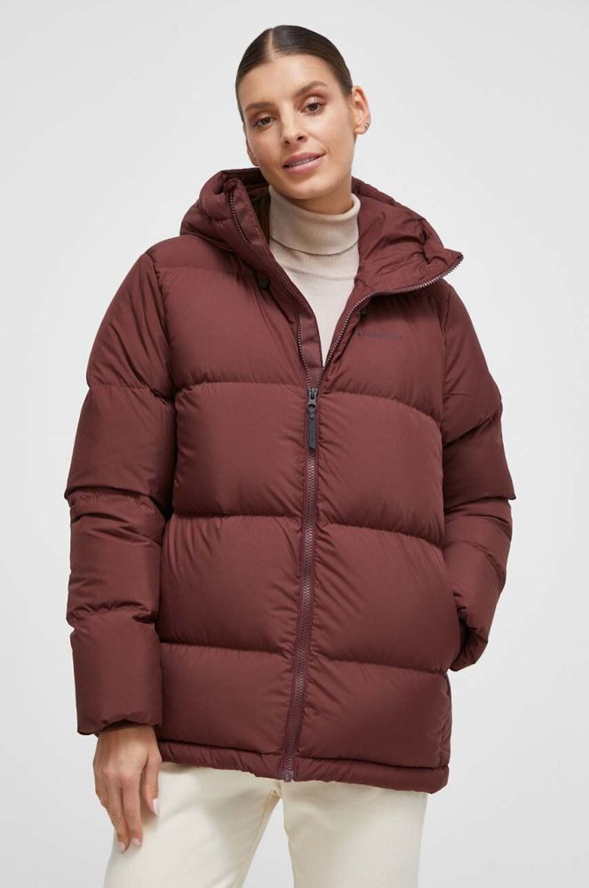 Пухова куртка Peak Performance жіноча колір коричневий зимова (3581719)