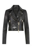 Шкіряна куртка AllSaints жіноча колір чорний перехідна (2711527)