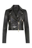 Шкіряна куртка AllSaints жіноча колір чорний перехідна (2711527)
