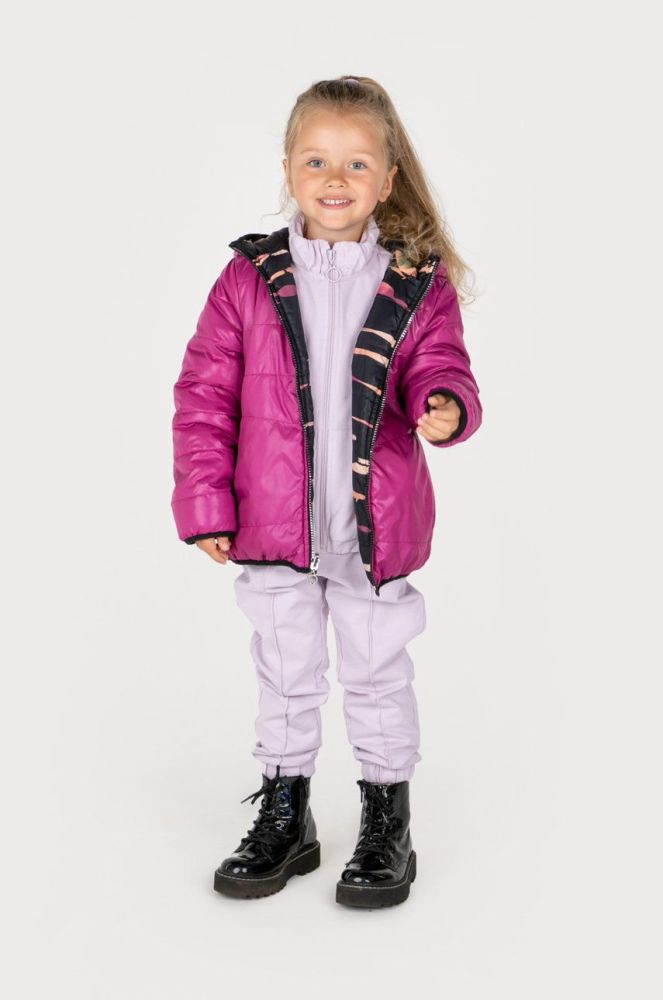 Дитяча двостороння куртка Coccodrillo колір рожевий