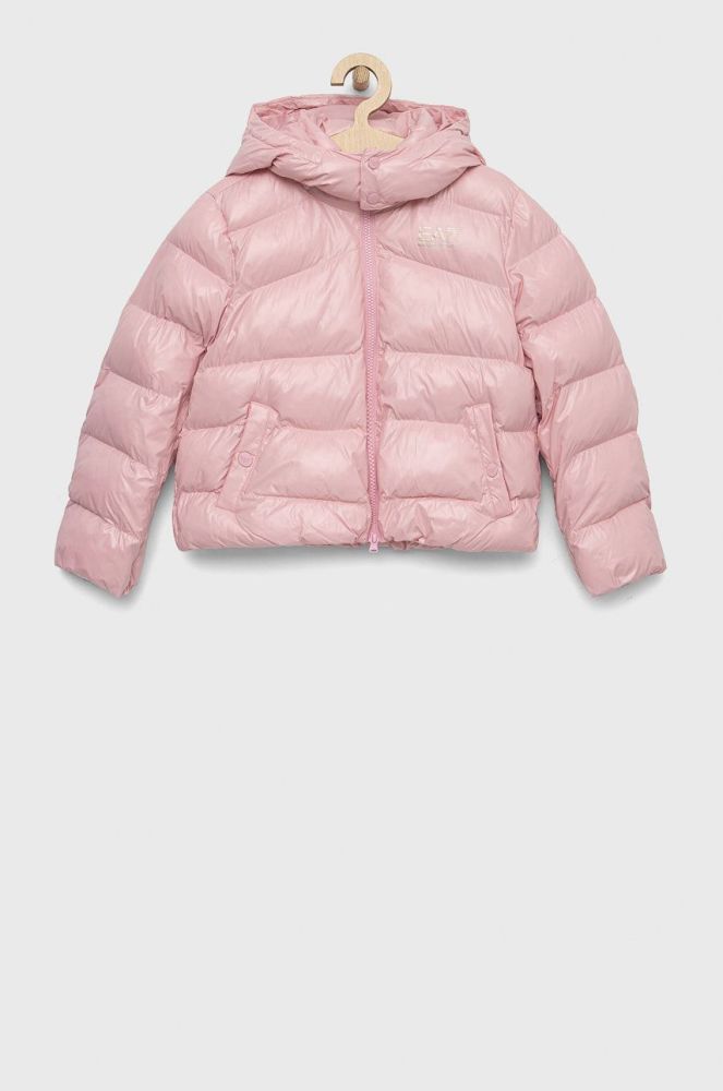 Дитяча куртка EA7 Emporio Armani колір рожевий
