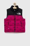 Пухова дитяча безрукавка The North Face колір рожевий