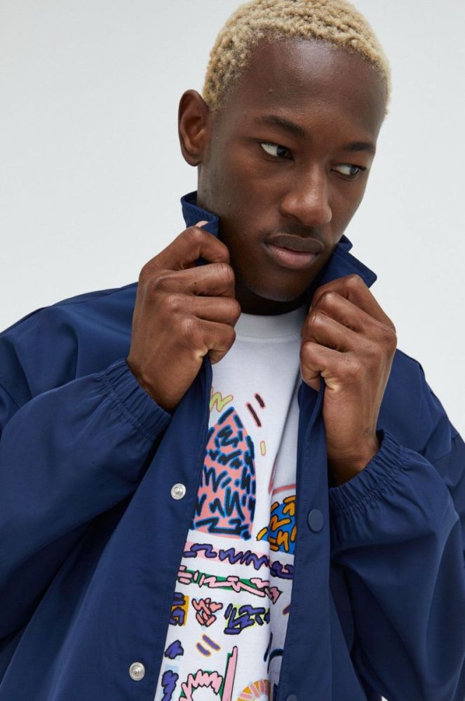 Куртка adidas Originals чоловіча колір синій перехідна oversize фото 5