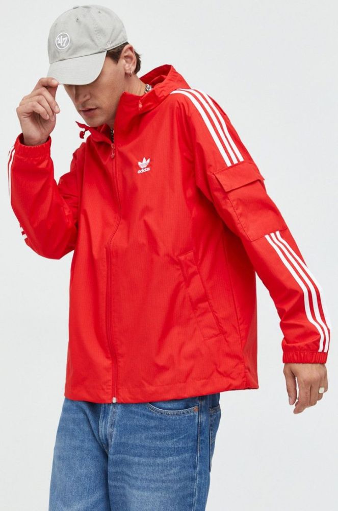 Куртка adidas Originals чоловіча колір червоний перехідна фото 3