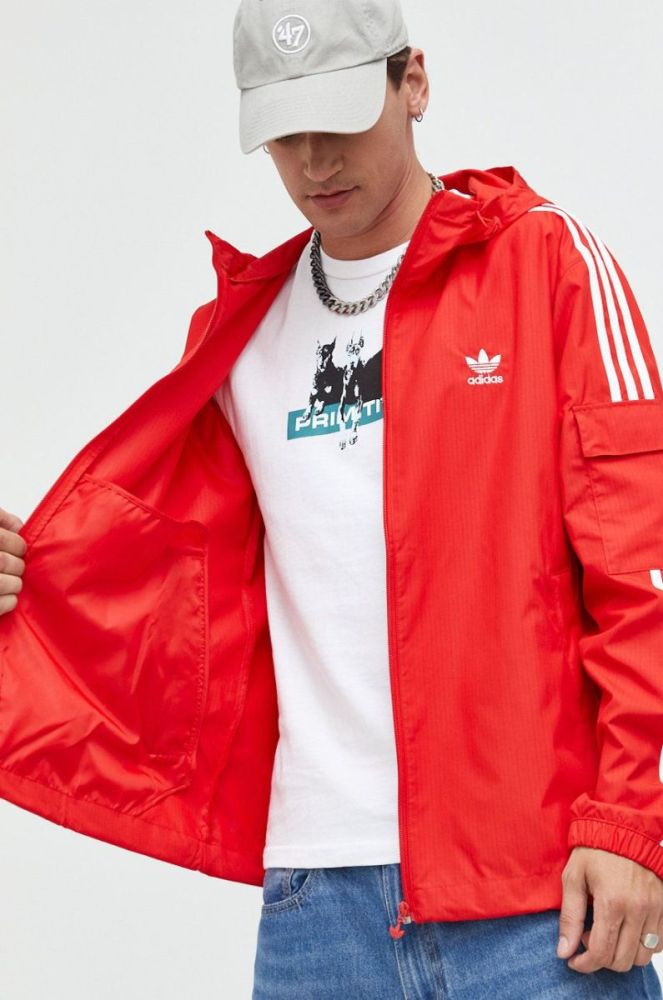 Куртка adidas Originals чоловіча колір червоний перехідна фото 6