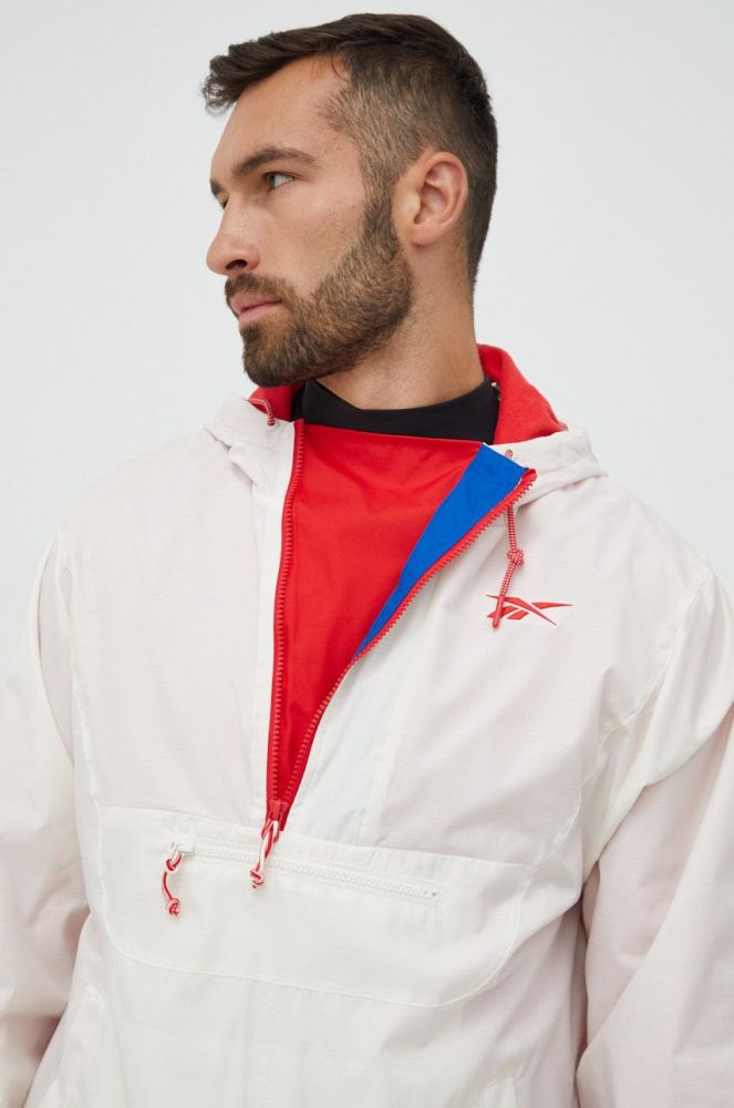 Куртка Reebok Classic чоловіча колір бежевий перехідна oversize