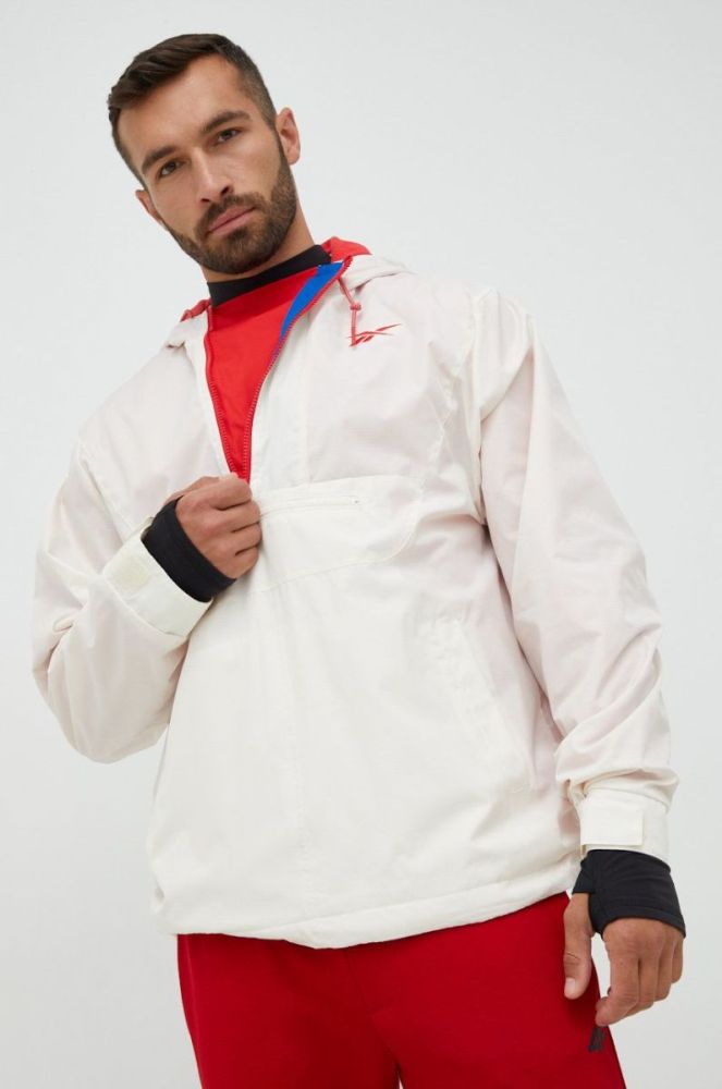 Куртка Reebok Classic чоловіча колір бежевий перехідна oversize фото 4