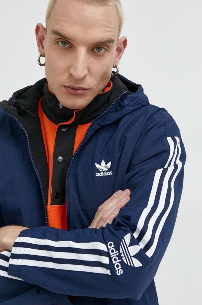 Двостороння куртка adidas Originals чоловіча перехідна колір блакитний фото 5
