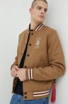 Вовняна куртка-бомбер After Label колір коричневий перехідна