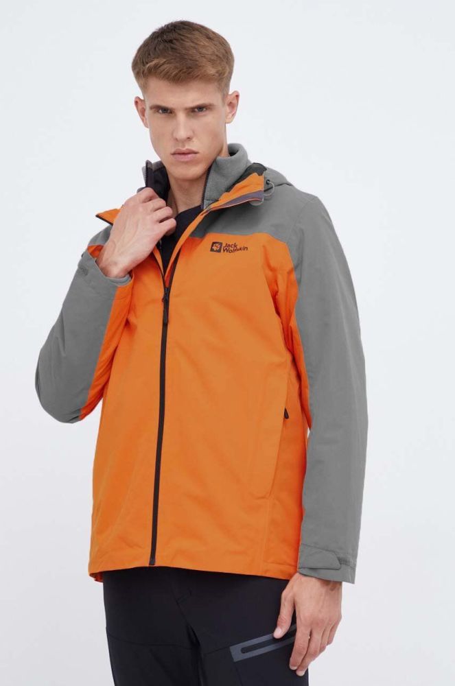 Куртка outdoor Jack Wolfskin Taubenberg 3in1 колір помаранчевий