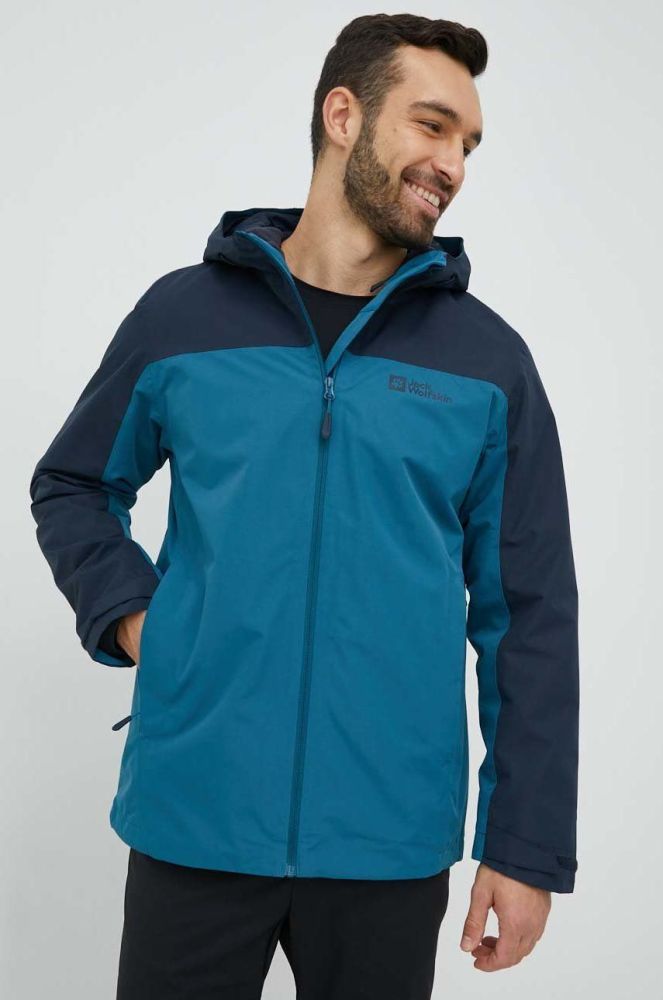 Куртка outdoor Jack Wolfskin Taubenberg 3in1 колір блакитний