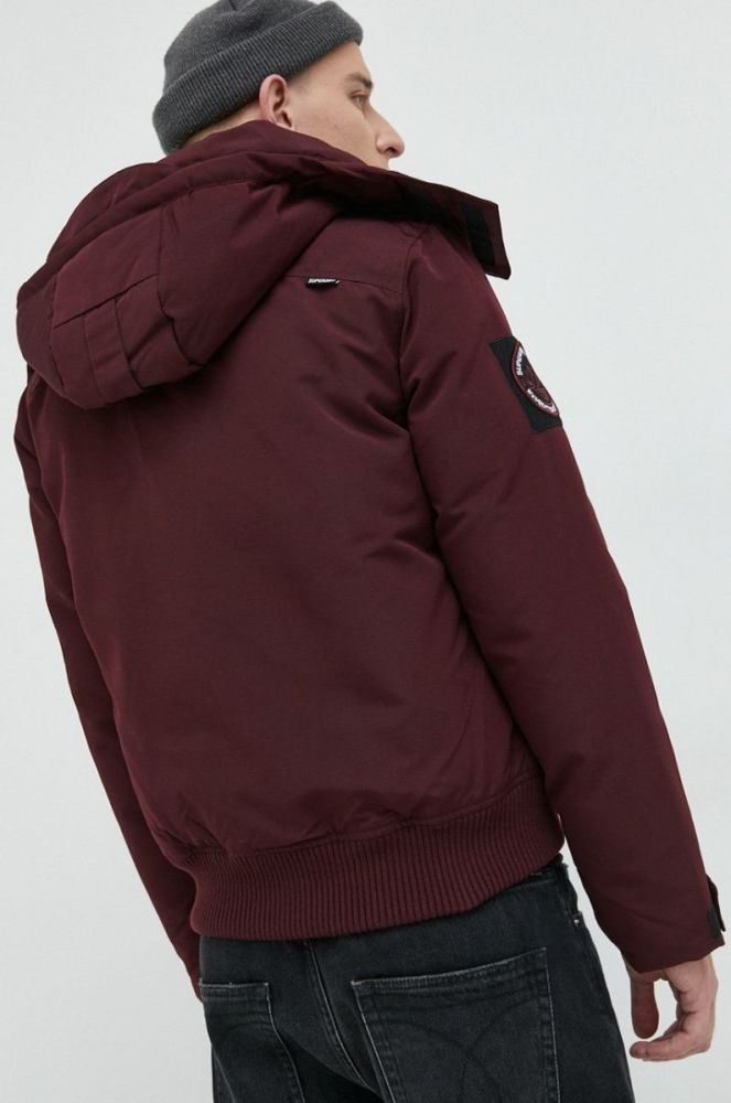 Куртка Superdry чоловіча колір бордовий зимова фото 3