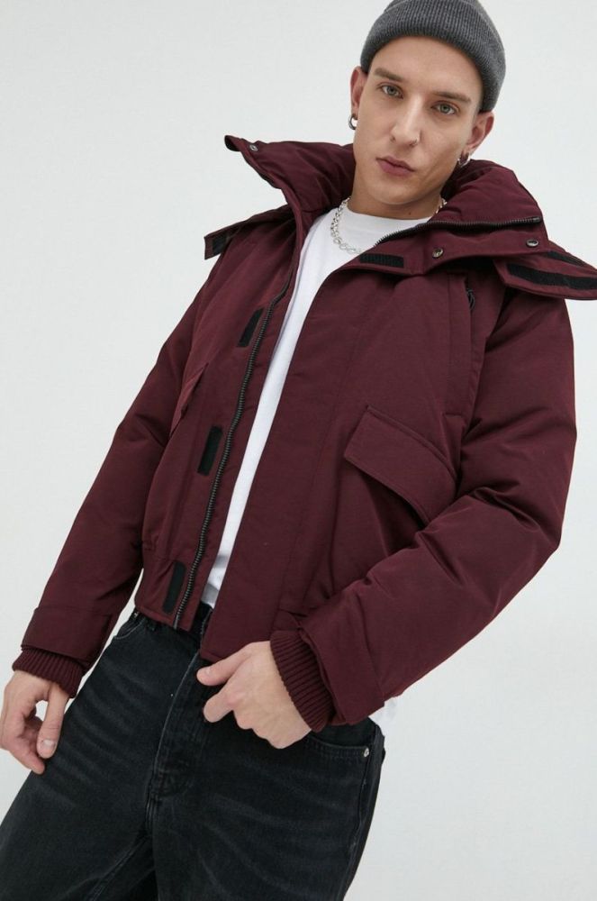 Куртка Superdry чоловіча колір бордовий зимова фото 4